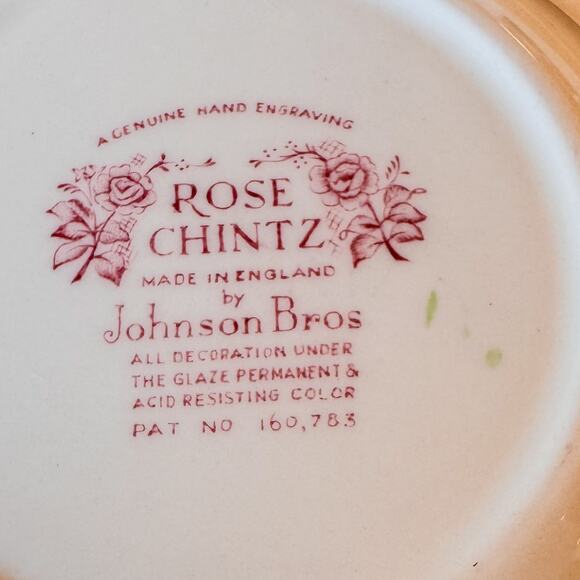 Set of 3-Johnson Brothers, 1930’s Rose Chintz Collection-Coupe Cereal Bowls-7.5” - Picture 6 of 10